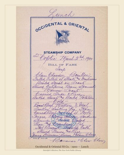 Occidental & Oriental SS Co. · 1900 — Lunch