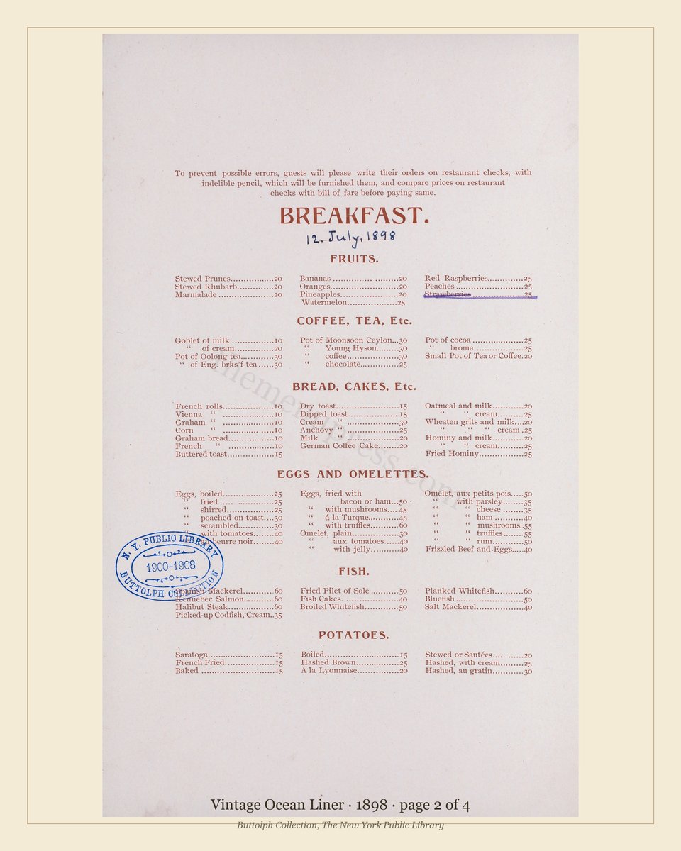 Vintage menu — page 2 of 4