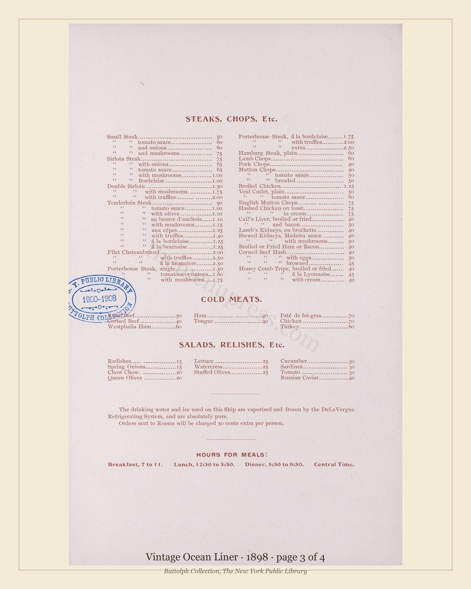 Vintage menu — page 3 of 4