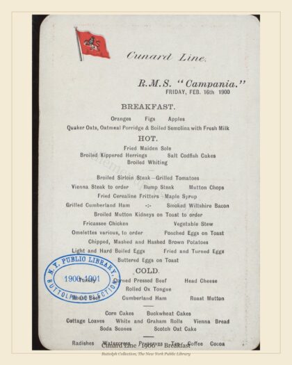 Cunard Line · 1900 — Breakfast