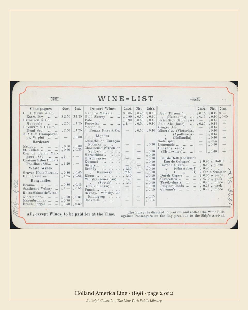 Vintage menu — page 2 of 2
