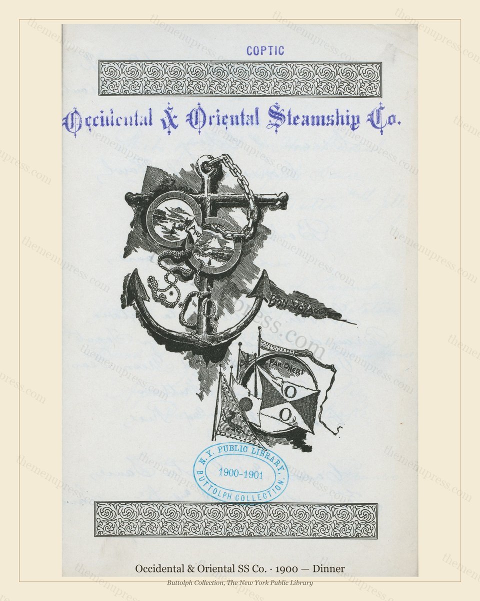 Vintage menu preview — 1900 Vintage Dinner Menu — Occidental & Oriental SS Co., Transatlantic Ocean