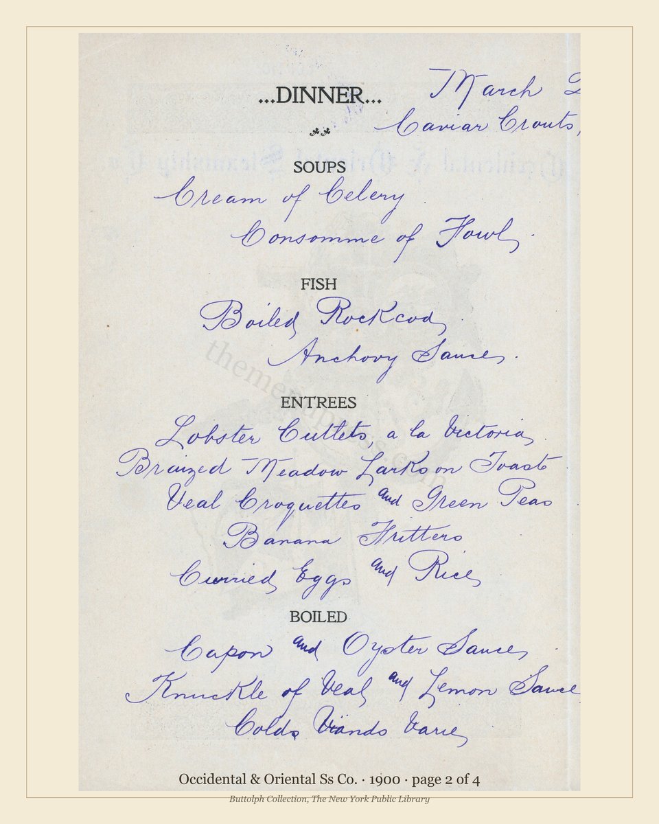 Vintage menu — page 2 of 3