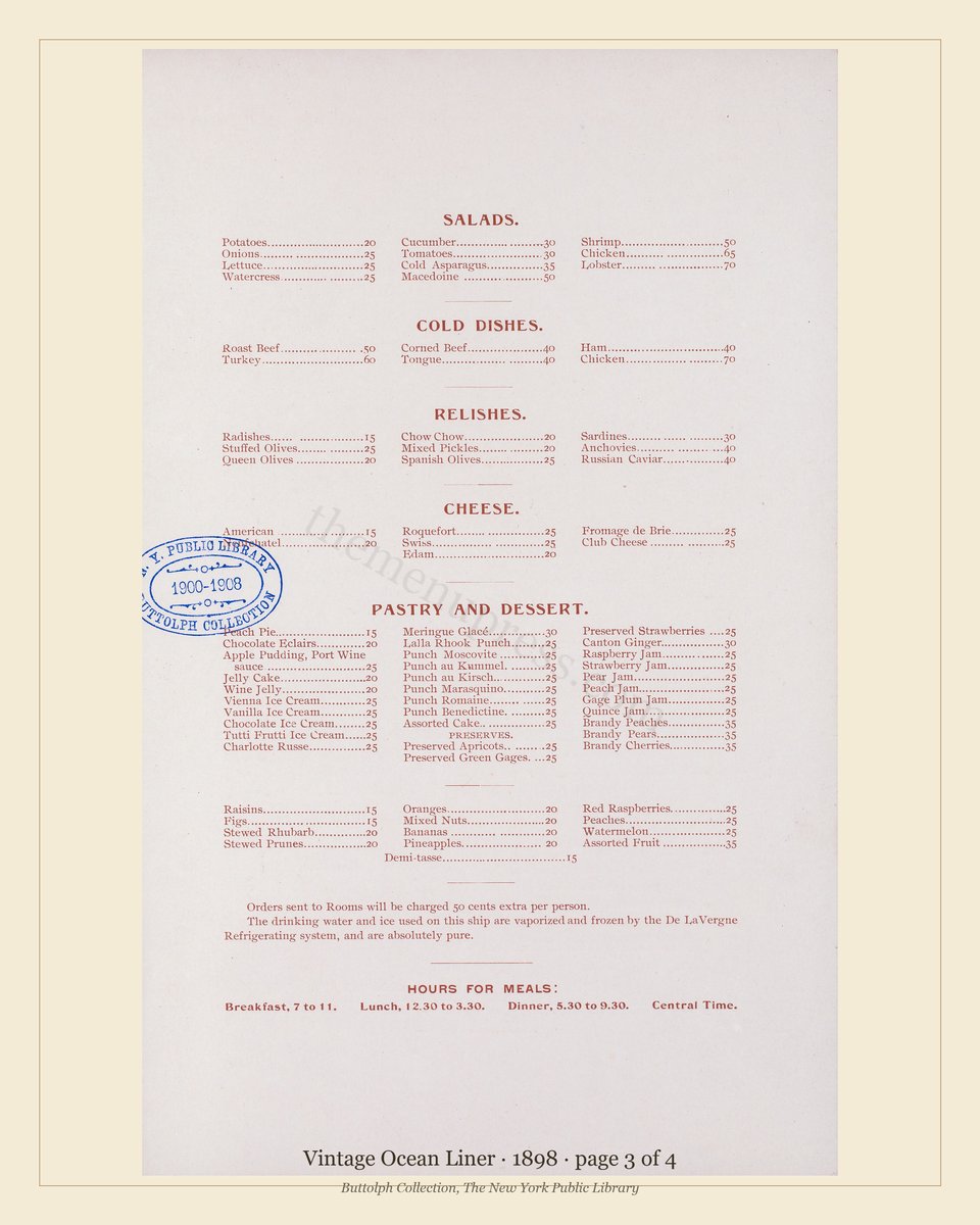 Vintage menu — page 3 of 3