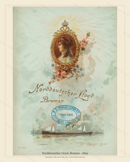 Vintage menu preview — 1899 Vintage Menu Menu — Norddeutscher Lloyd, Bremen, Transatlantic Ocean Liner