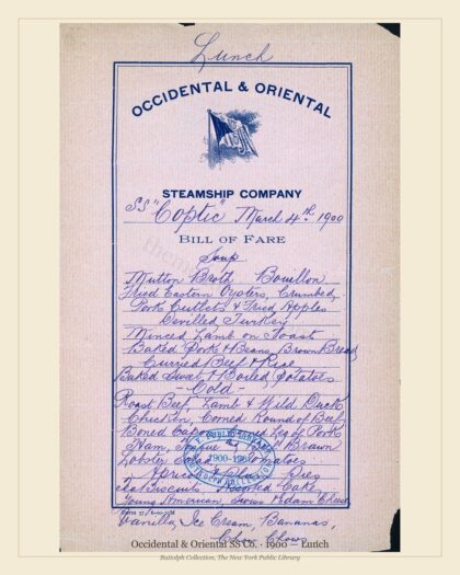 Occidental & Oriental SS Co. · 1900 — Lunch