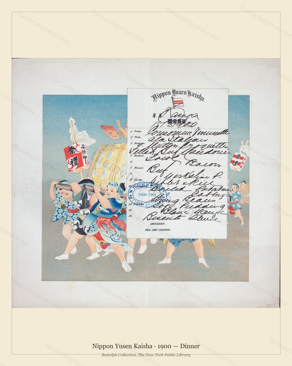 Vintage menu preview — 1900 Vintage Dinner Menu — Nippon Yusen Kaisha, Transatlantic Ocean Liner Card (