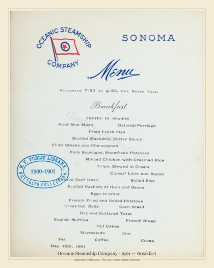 Oceanic Steamship Company · 1901 — Breakfast