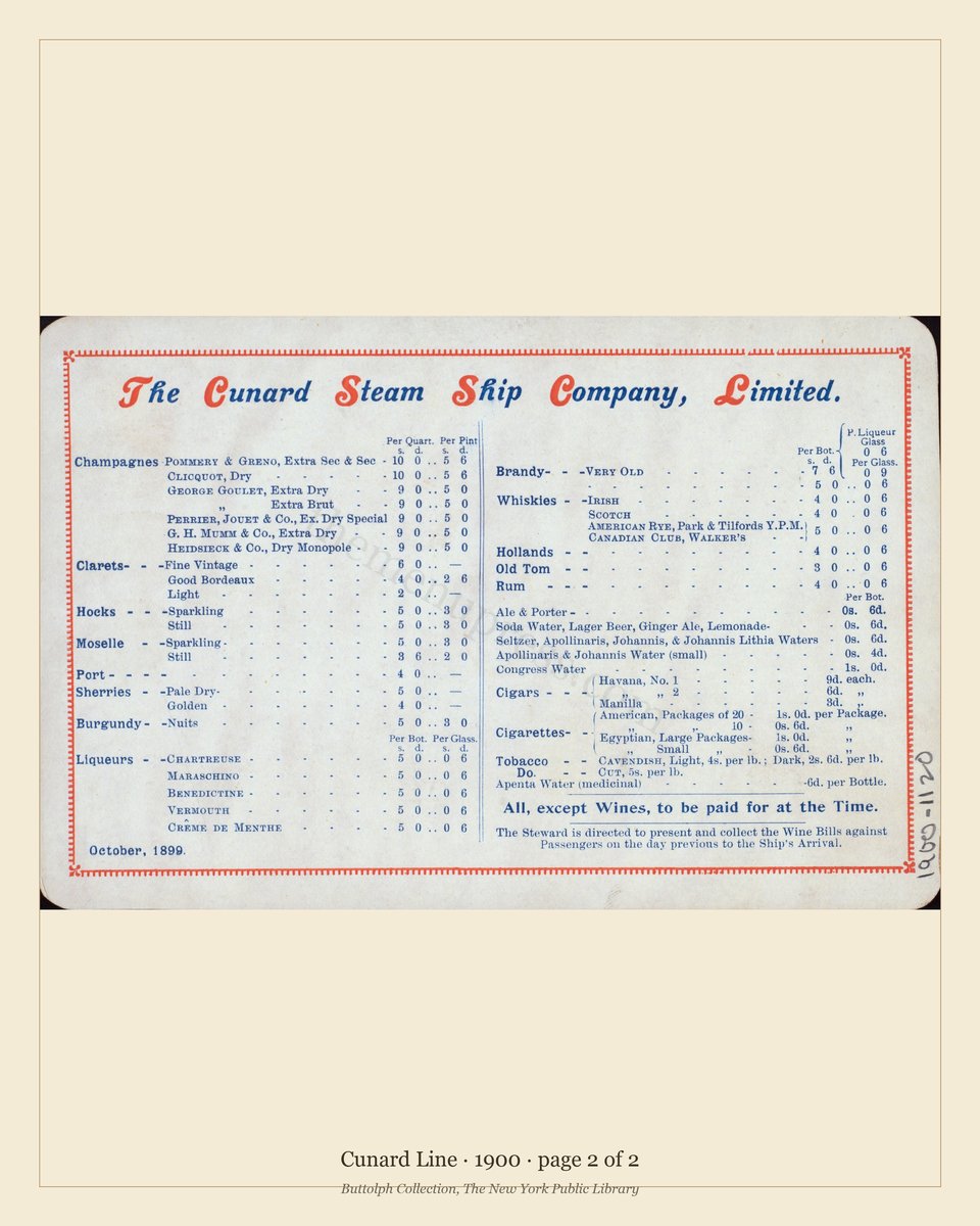 Vintage menu — page 2 of 2