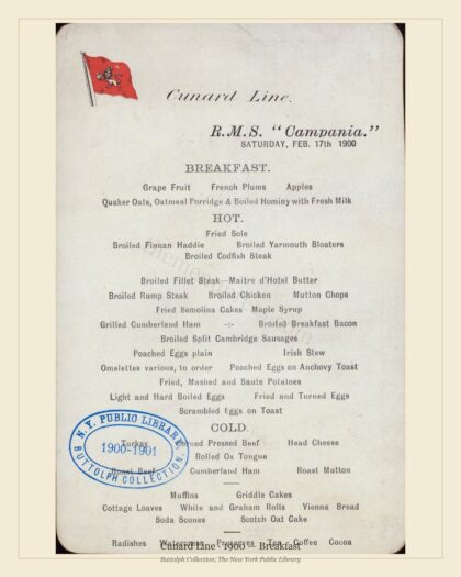 Cunard Line · 1900 — Breakfast