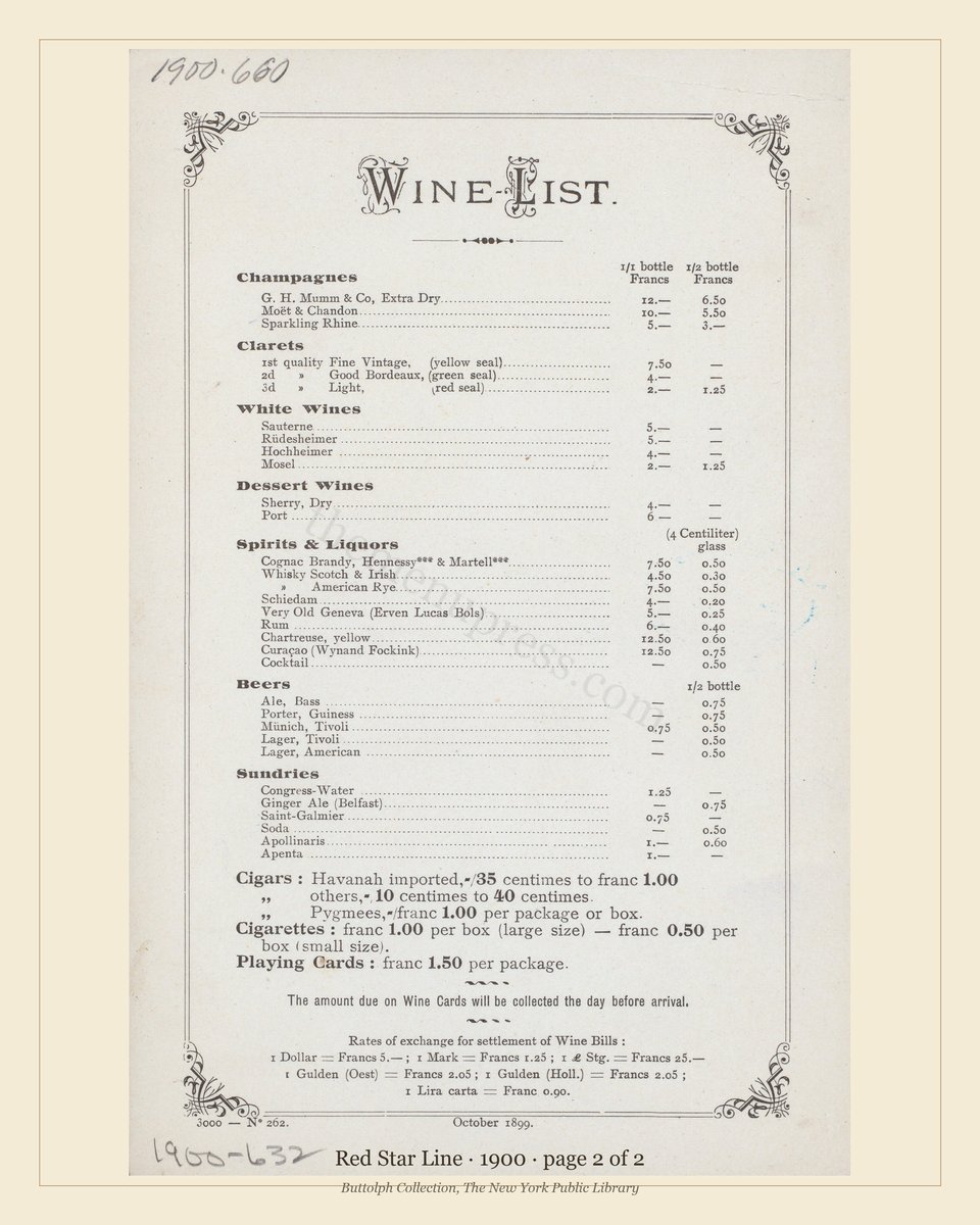 Vintage menu — page 2 of 2