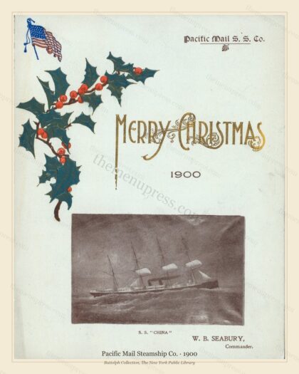 Vintage menu preview — 1900 Vintage Menu Menu — Pacific Mail Steamship Co., Transatlantic Ocean Liner C