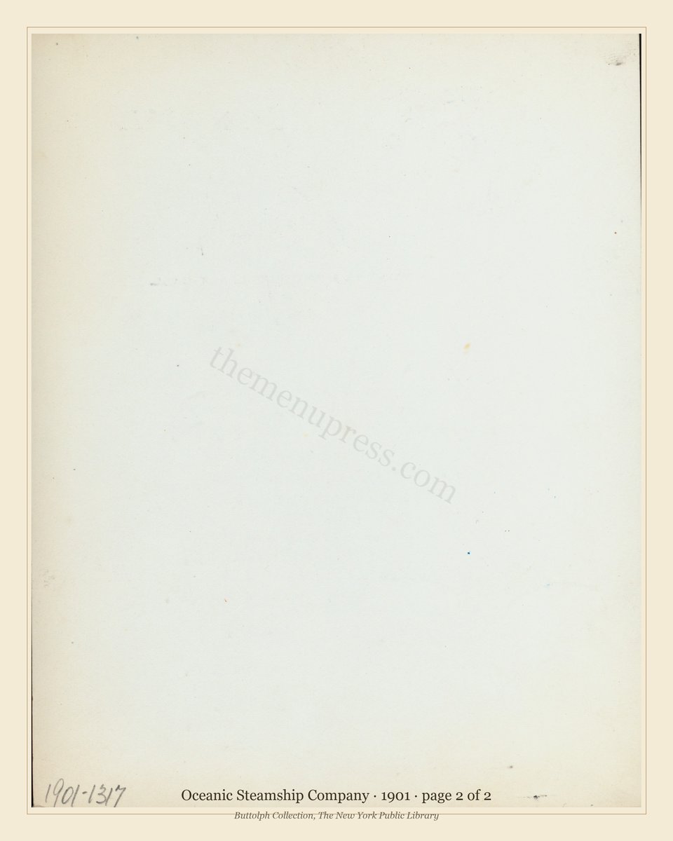 Vintage menu — page 2 of 2