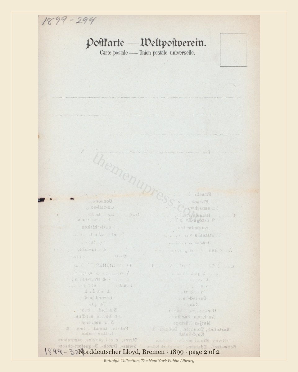 Vintage menu — page 2 of 2