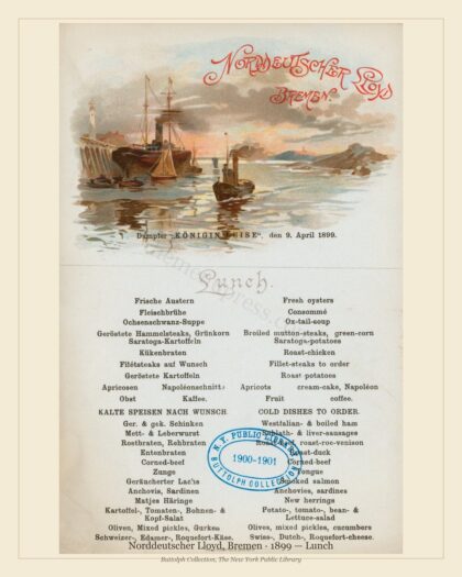 Norddeutscher Lloyd, Bremen · 1899 — Lunch