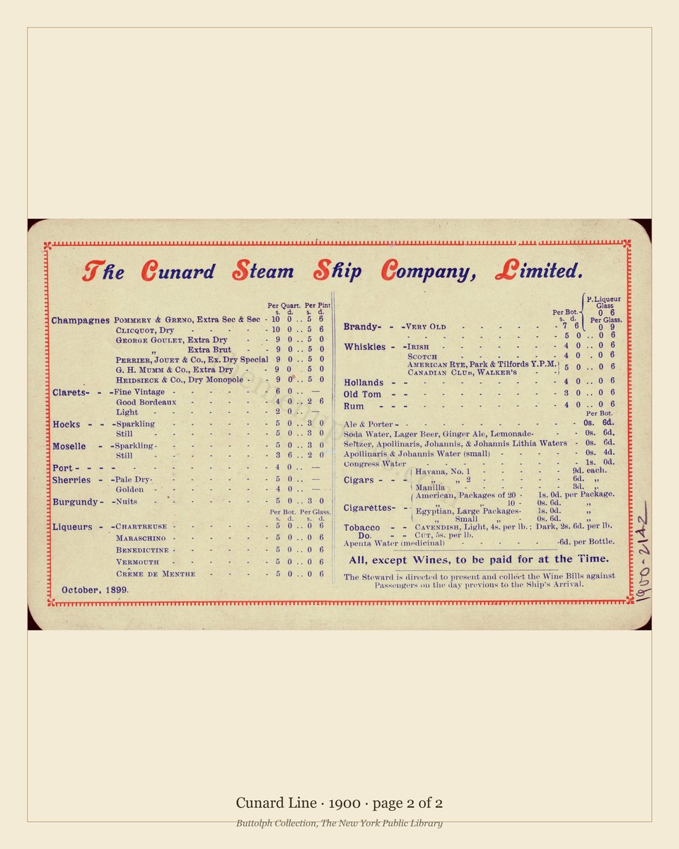Vintage menu — page 2 of 2