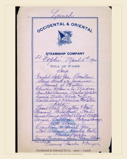 Occidental & Oriental SS Co. · 1900 — Lunch