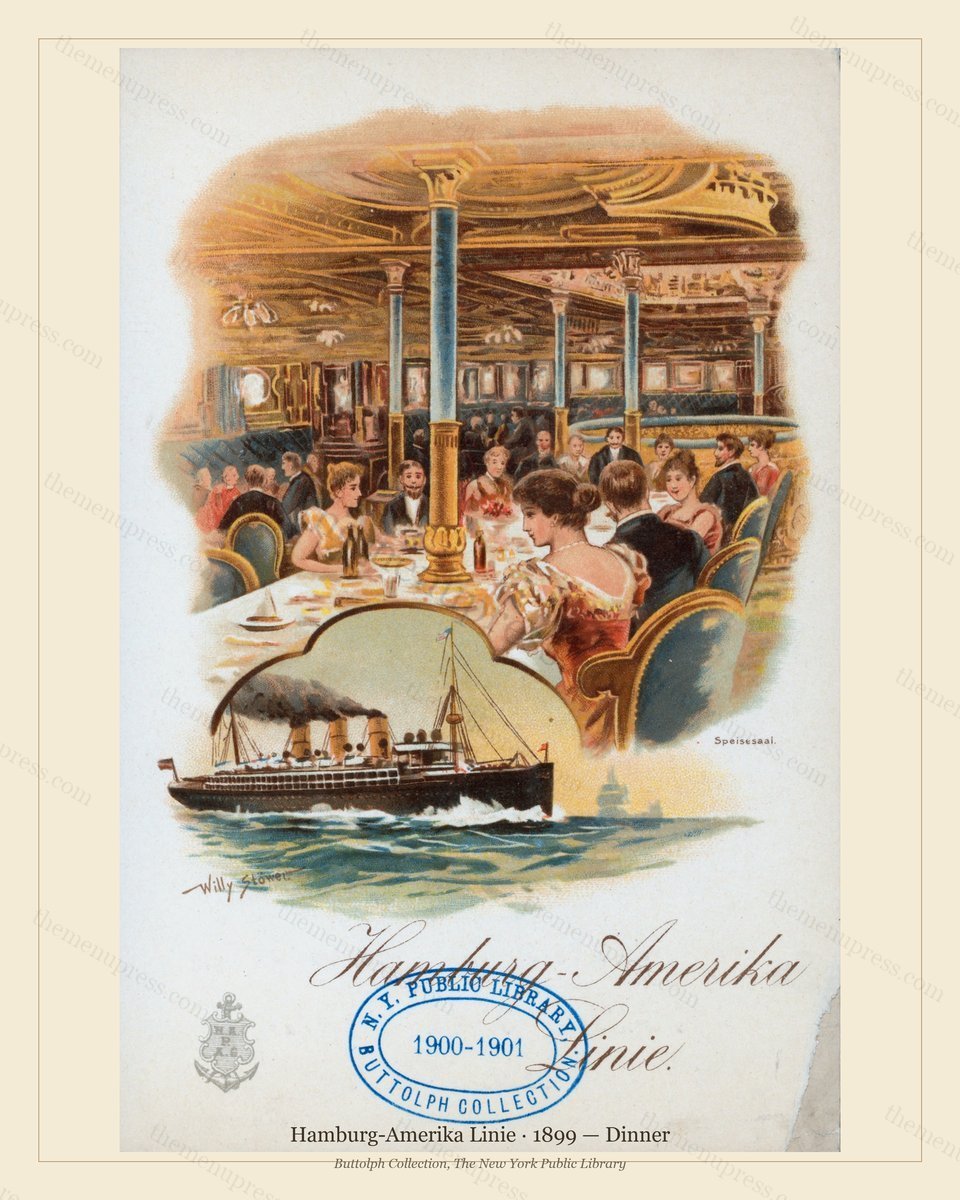 Vintage menu preview — 1899 Vintage Dinner Menu — Hamburg-Amerika Linie, Transatlantic Ocean Liner Card