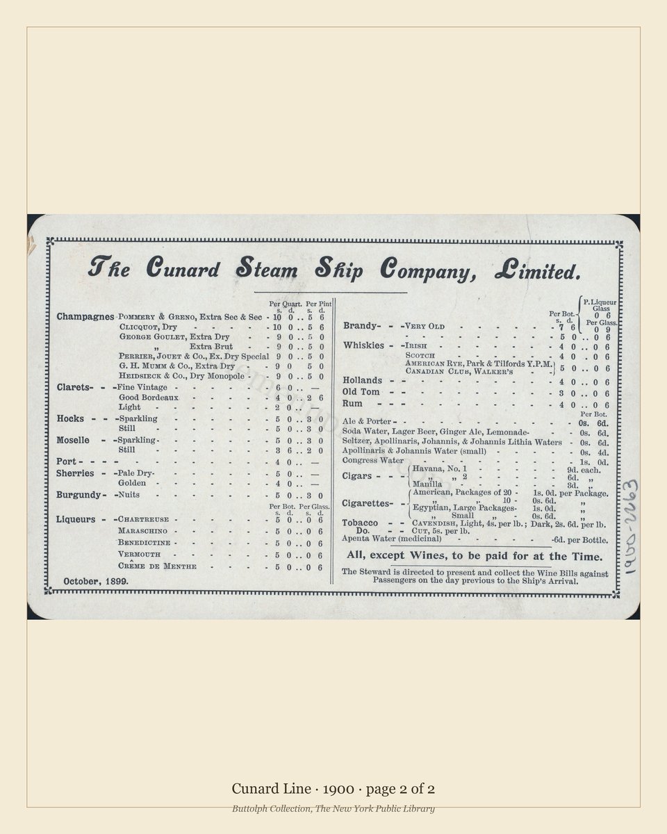 Vintage menu — page 2 of 2