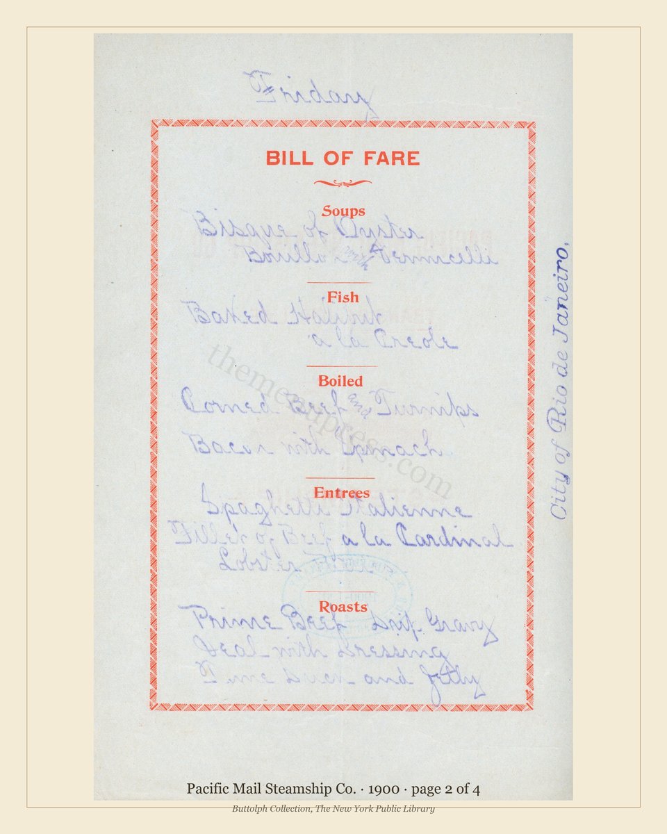 Vintage menu — page 2 of 4