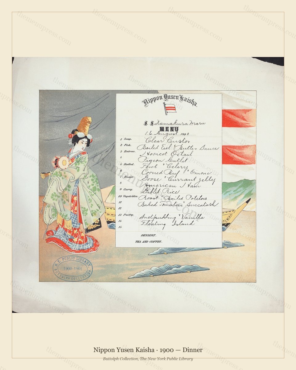 Vintage menu preview — 1900 Vintage Dinner Menu — Nippon Yusen Kaisha, Transatlantic Ocean Liner Card (