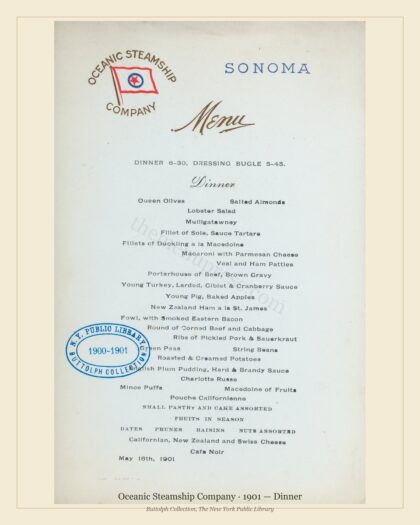 Oceanic Steamship Company · 1901 — Dinner