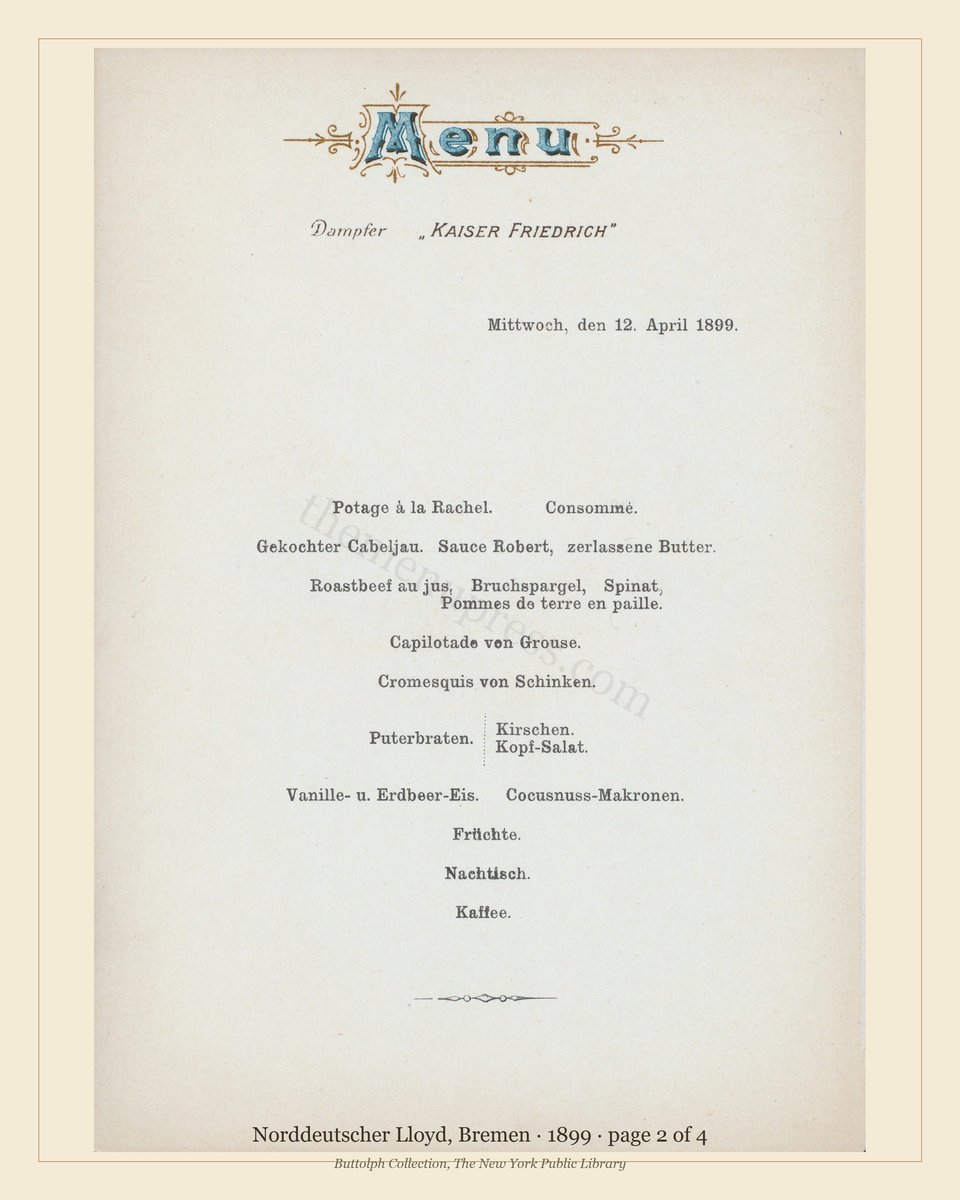 Vintage menu — page 2 of 2