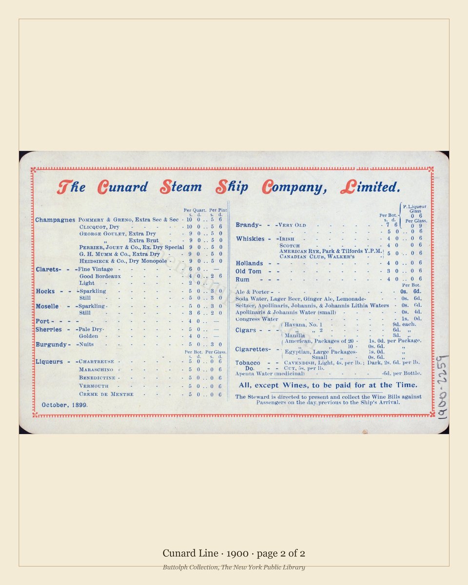 Vintage menu — page 2 of 2