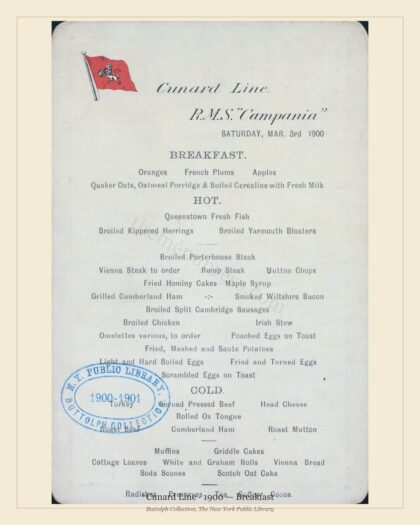 Cunard Line · 1900 — Breakfast
