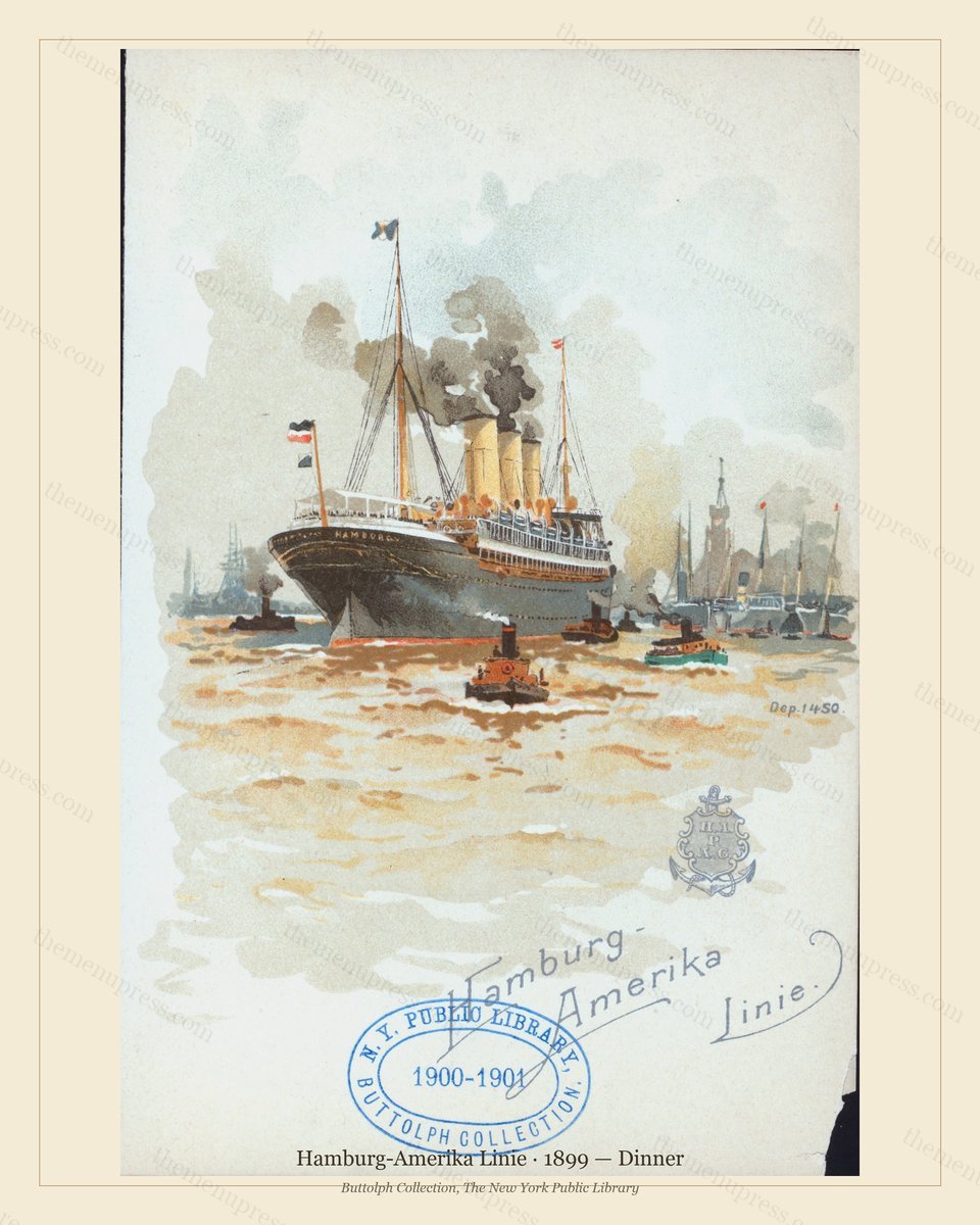 Vintage menu preview — 1899 Vintage Dinner Menu — Hamburg-Amerika Linie, Transatlantic Ocean Liner Card