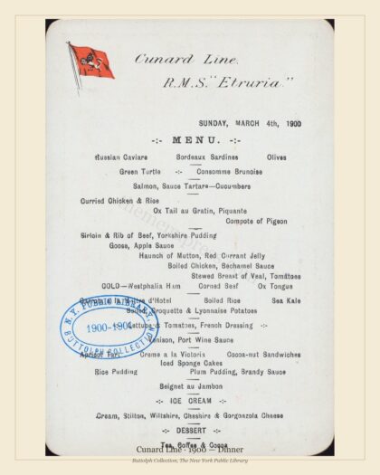 Cunard Line · 1900 — Dinner