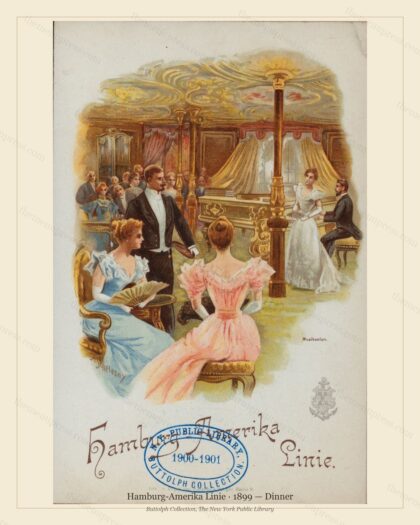 Vintage menu preview — 1899 Vintage Dinner Menu — Hamburg-Amerika Linie, Transatlantic Ocean Liner Card