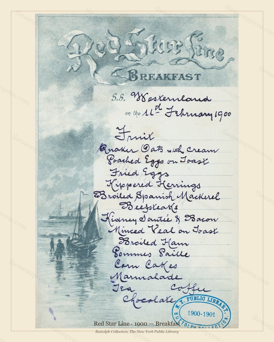 Vintage menu preview — 1900 Vintage Breakfast Menu — Red Star Line, Transatlantic Ocean Liner Card