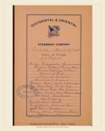 Occidental & Oriental SS Co. · 1900 — Lunch