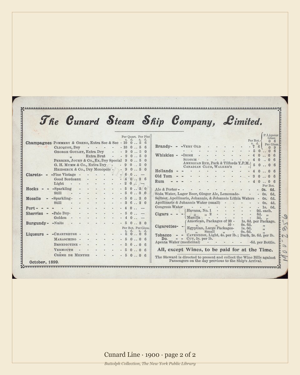 Vintage menu — page 2 of 2