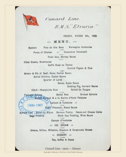 Cunard Line · 1900 — Dinner