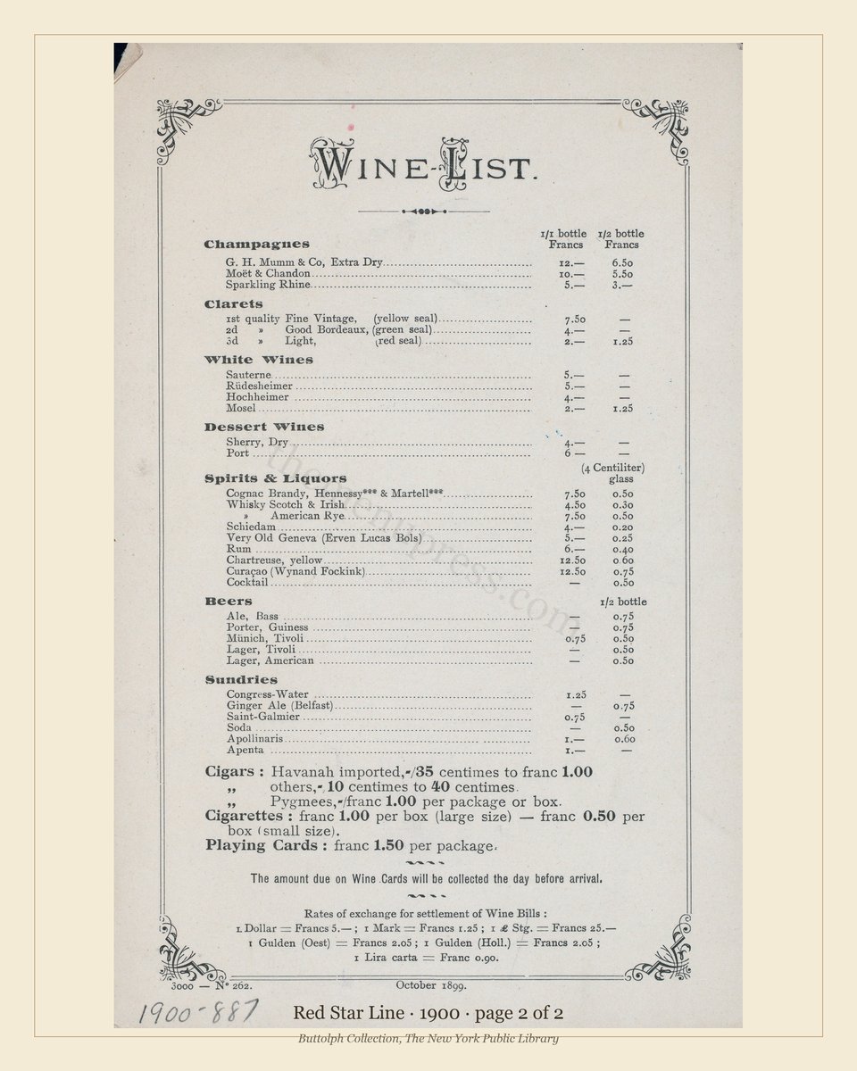 Vintage menu — page 2 of 2