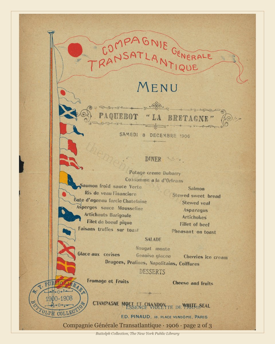 Vintage menu — page 2 of 3
