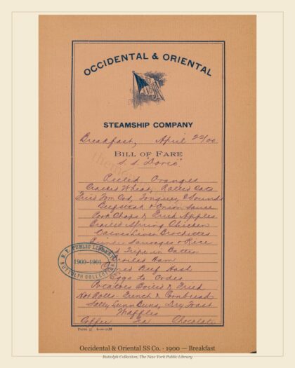 Occidental & Oriental SS Co. · 1900 — Breakfast