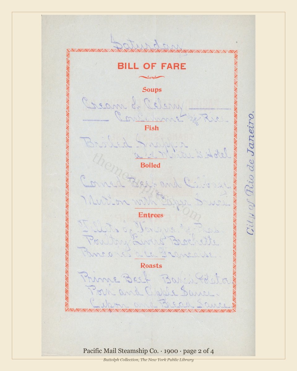 Vintage menu — page 2 of 4