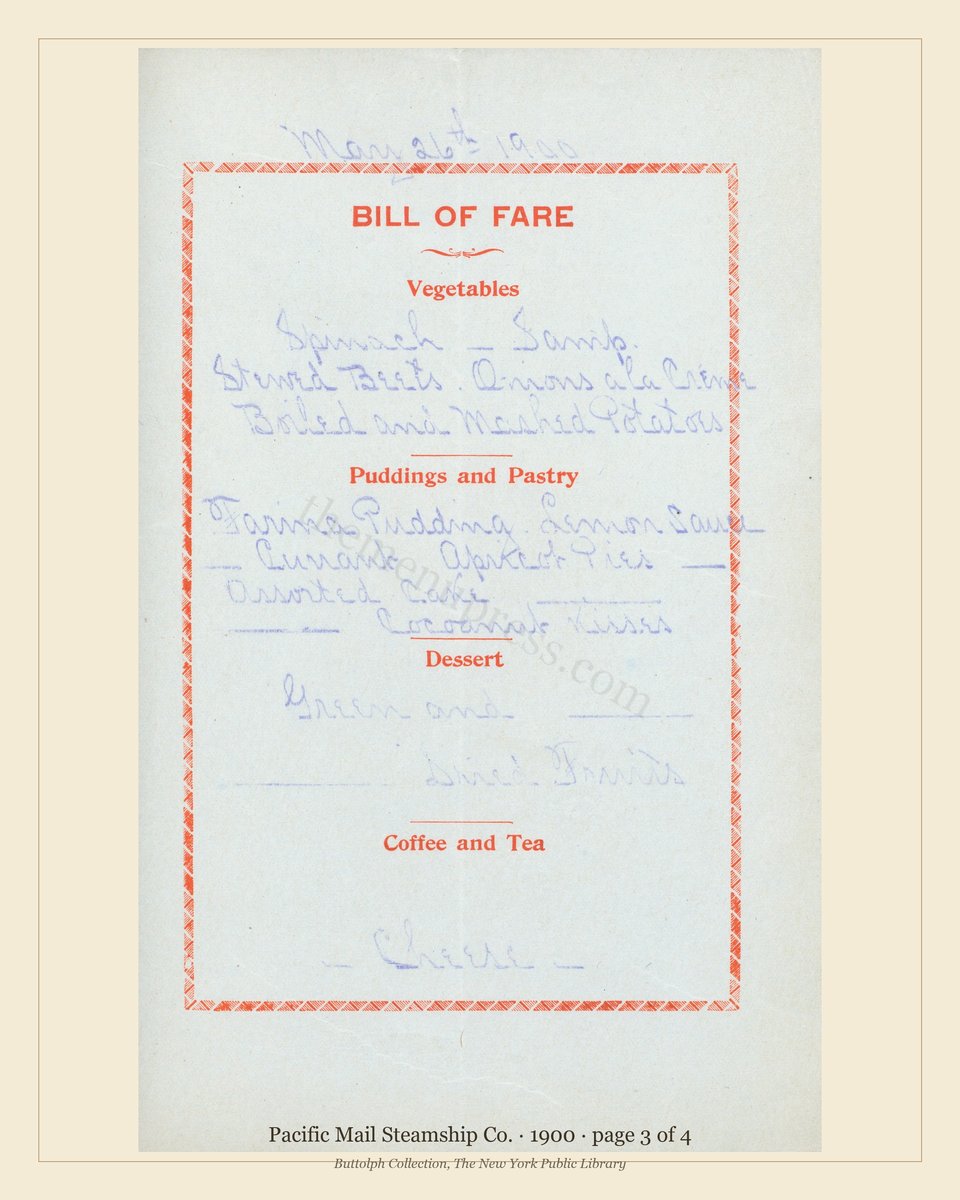Vintage menu — page 3 of 4