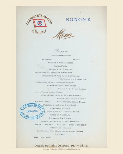 Oceanic Steamship Company · 1901 — Dinner