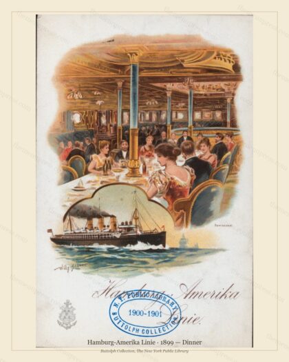 Vintage menu preview — 1899 Vintage Dinner Menu — Hamburg-Amerika Linie, Transatlantic Ocean Liner Card
