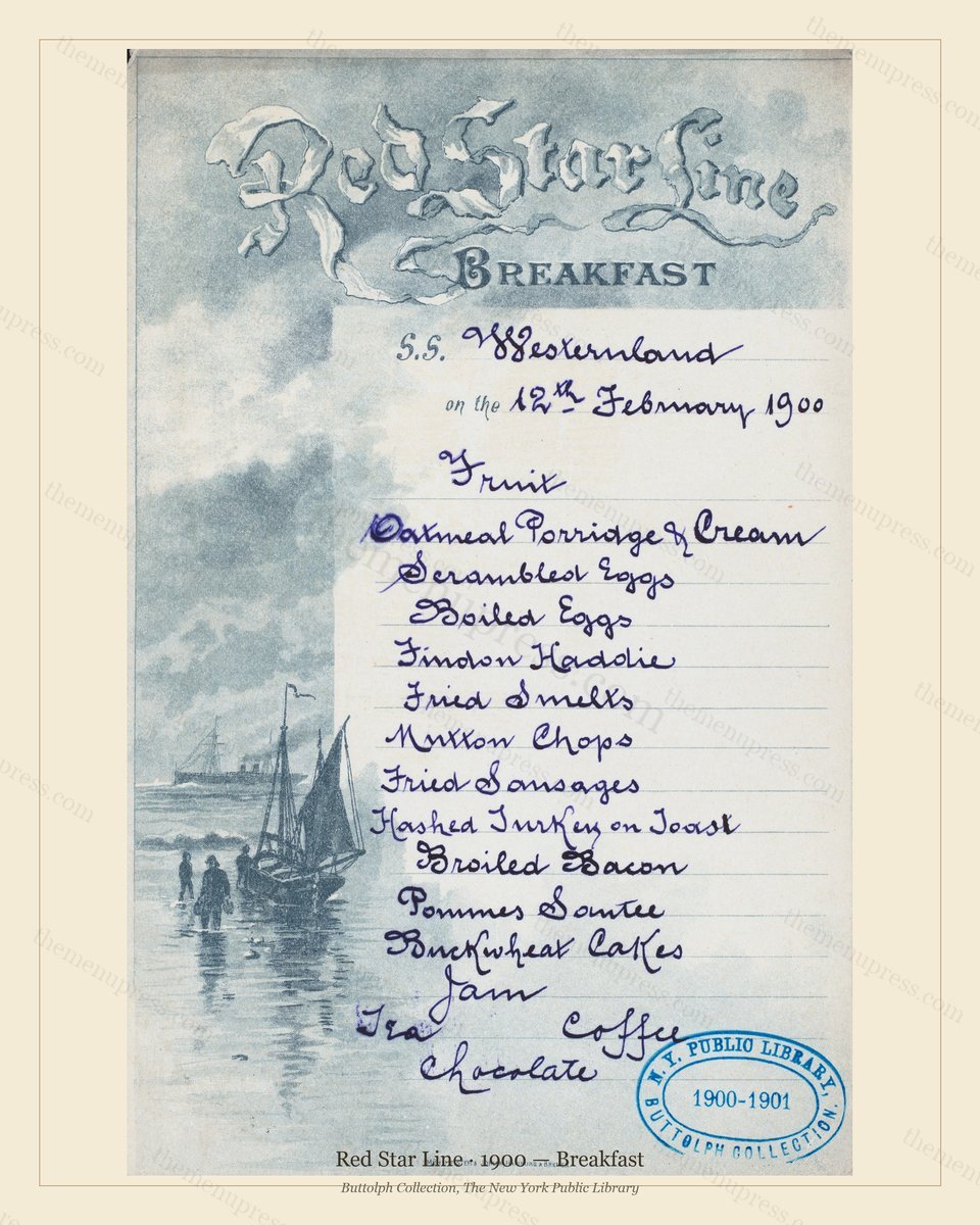 Vintage menu preview — 1900 Vintage Breakfast Menu — Red Star Line, Transatlantic Ocean Liner Card