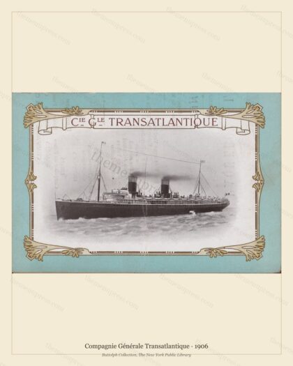 Vintage menu preview — 1906 Vintage Menu Menu — Compagnie Générale Transatlantique, Transatlantic Ocean