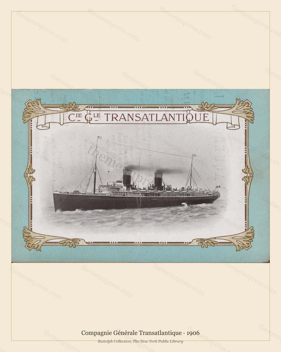 Vintage menu preview — 1906 Vintage Menu Menu — Compagnie Générale Transatlantique, Transatlantic Ocean