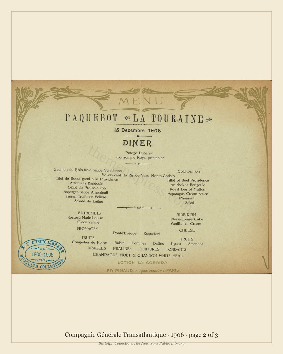 Vintage menu — page 2 of 3