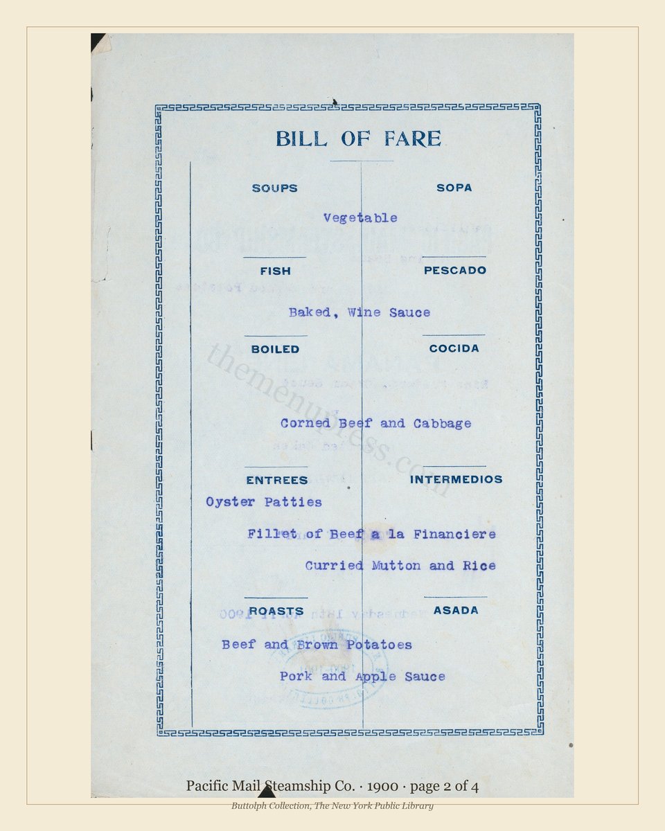 Vintage menu — page 2 of 4