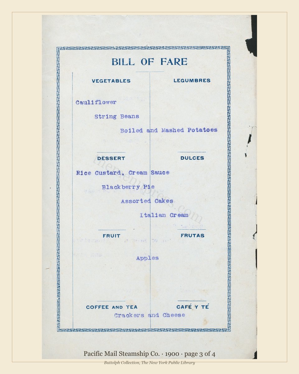 Vintage menu — page 3 of 4