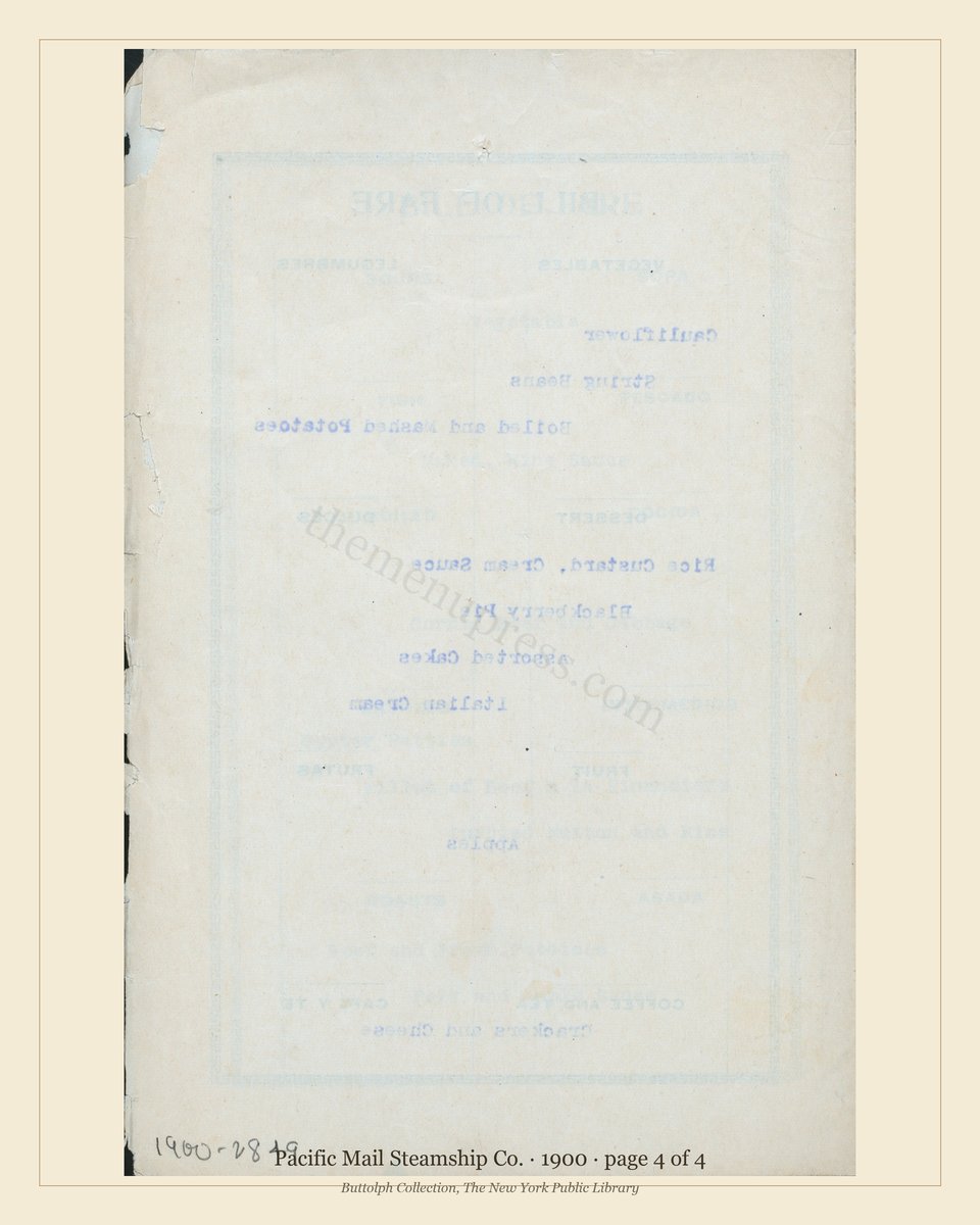 Vintage menu — page 4 of 4